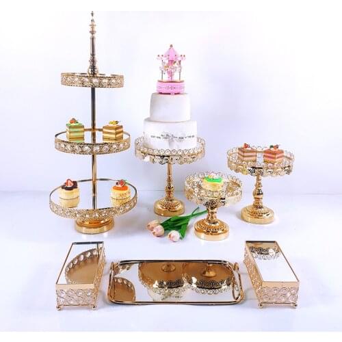 Crown Silver Wedding Display Cake Stand Cupcake Tray Tools Home Decoration Dessert Table Decorating Party Suppliers