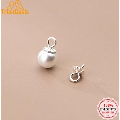 TrustDavis Real 925 Sterling Silver Fashion Sweet Pearl Pendant Head Handmade DIY Accessories Fine Jewelry Wholesale HY296