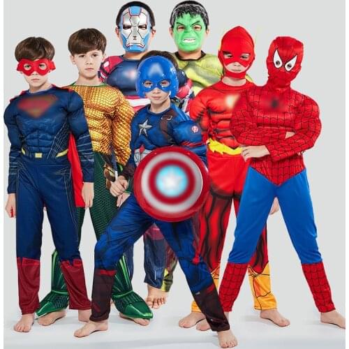 Boy Cosplay Costume for Kids Hero Fancy Dress Halloween Costume for Boys Muscle Clothing Mask Halloween & Christmas Clothing
