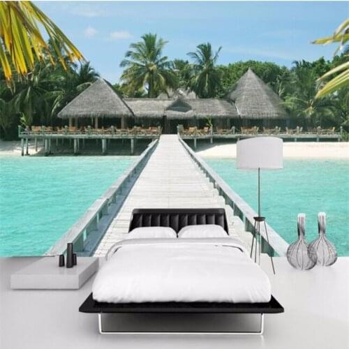 Beibehang papel de parede 3D photo wallpaper for living room island palm headroom Maldives large mural wall paper papel wall