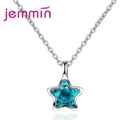 Charming Exquisite 925 Sterling Silver CZ Star Pendant Necklace High Quality Austrian Crystal Big Promotion Hot Sale