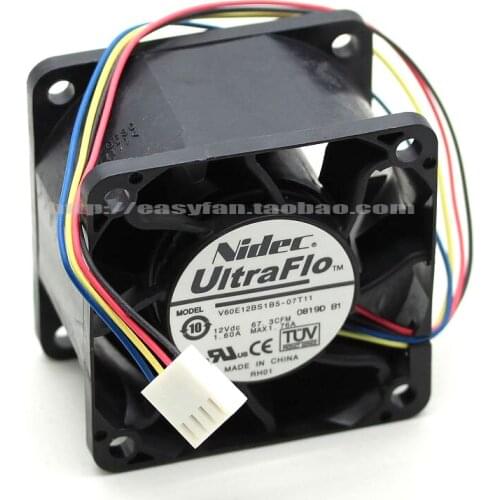 Nidec V60E12BS1B5-07T11 DC 12V 1.60A 60x60x38mm Server Cooling Fan
