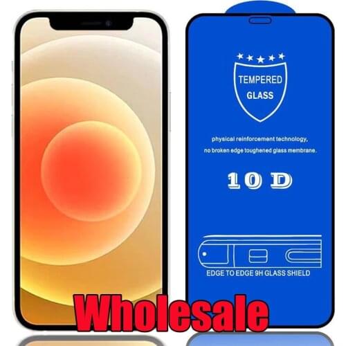 10pcs 10D Tempered Glass Full Glue Coverage Premium Screen Protector Film For iPhone 12 Mini 11 Pro Max XS XR X 8 7 6 Plus SE