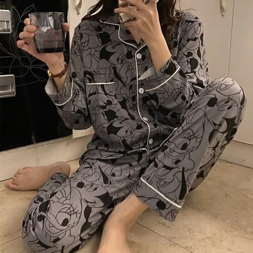 The new Disney Donald Duck Mickey pajamas season pure cotton can be worn outside home clothes thin