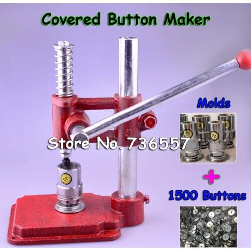 Fabric Covered Button Press Machine Handmade Fabric Self Cover Button Maker Machines Mold Tools 3 Molds 1500 pcs buttons