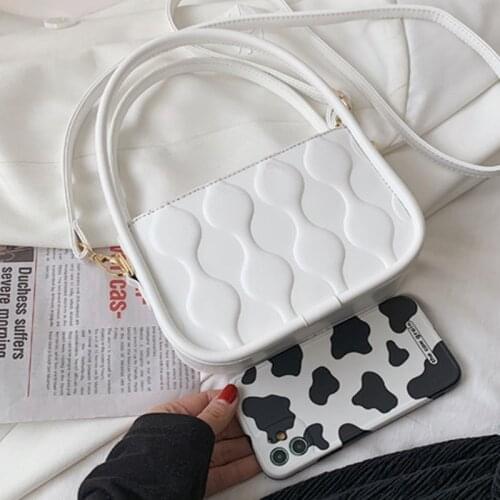 Simple Solid Rhombus Diagonal Bag Womens PU White Magnetic Buckle Shoulder Bag Woman French Handbags For Women New 2021