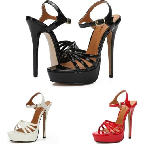 Ankle Strap Drag Queen Trans Queer Crossdresser Platform Sandals Mens White Red Patent Leather Plus Size EUR 40-48 Women Shoes