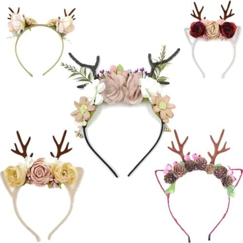 Christmas Headband Novelty Antler flower headband kids headwear girl hair accessories Christmas decorations show props headwear