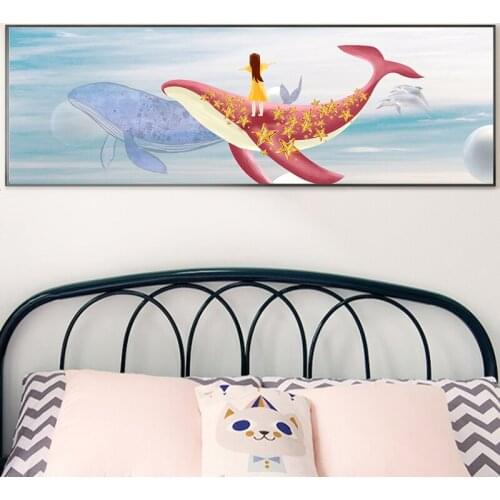 Modern Abstract Dolphin and Deer Long Canvas Print Painting Pictures Posters And Prints For Living Room Home Decoration Wall Art