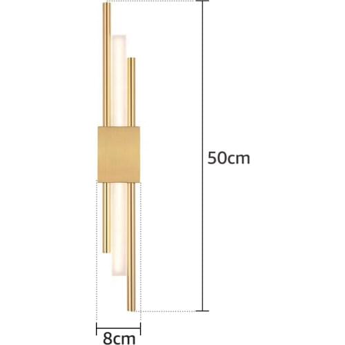 Modern Stylish Bronze Gold And Black 50cm Pipe LED Wall Lamp For Living Room Hallway Corridor Bedroom Sconces Light Fixture