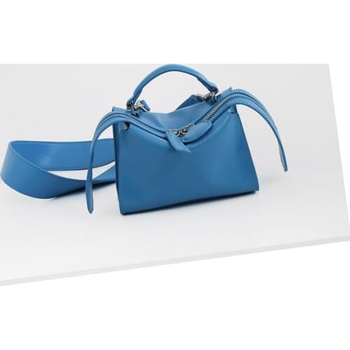 Real leather totes bags boxy-shaped crossbody bag cow leather small size shoulder Bags with two shoulder straps