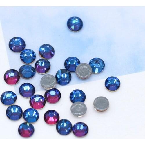 TOP Glitter SS3-SS30 Green Blue Color Hot Fix CzCrystal FlatBack Sewing&Fabric Garment Nail Arts Phone Rhinestones Decorations