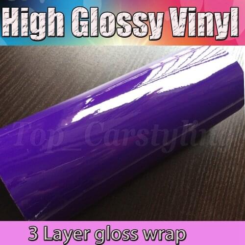 Ultra Shiny Glossy Violet Films Glossy Vinyl Sticker Wrap Sheet Laminating Vinyls With Bubble Free Size:1.52x20m/roll