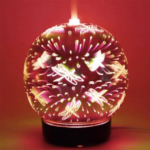DELIXING 3D Essential Oil Diffuser Handmade Art Glass Vase Ultrasonic Aroma Diffuser Cool Mist Aromatherapy Humidifier Home
