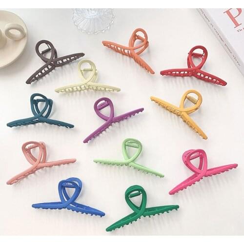 2021 Women Girls Solid Color Colorful Hollow Metal Vintage Hair Claw Clip Clamps Crab Clips Hairpin Large Size Accessories