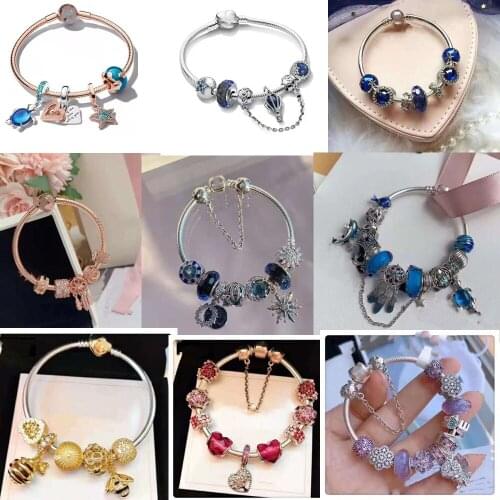 925 sterling silver ocean series charm original Pandora bracelet womens bracelet set
