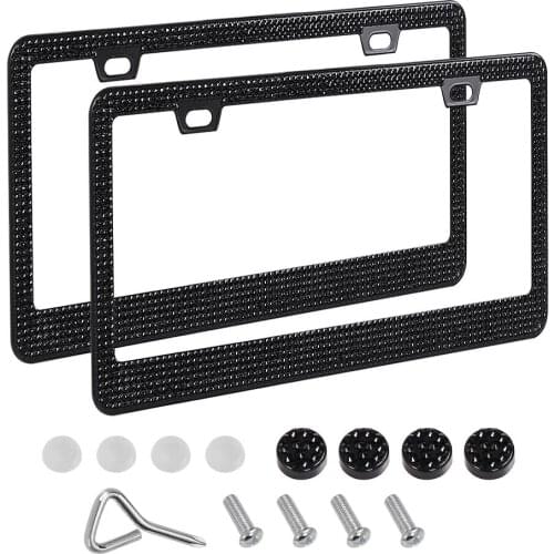 1Pair Tinted License Plate Covers Frame Shield Stainless Steel Bling Rhinestones Plate Shields With Screws