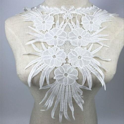 1Piece Black White Venise Costume Dress Collar Fabric Lace Patchwork Applique Motif Clothes Scrapbooking Neckline DIY Crafts