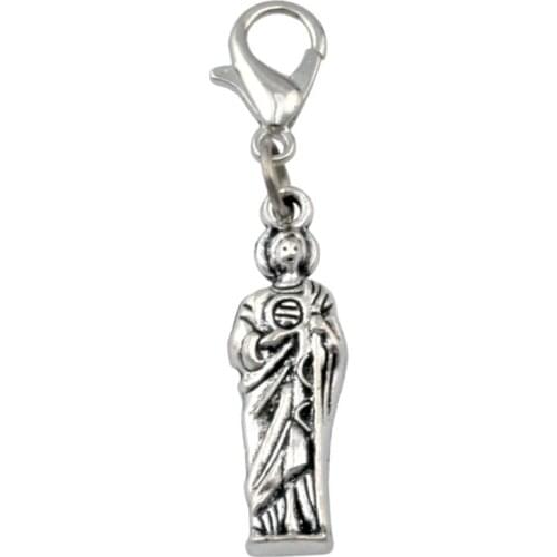 100pcs Zinc alloy Virgin Mary Floating Lobster Clasps Charm Beads Fit Charm Bracelet DIY Jewelry 7.5x38.5mm A-413b