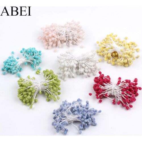 100pcs/lot 5mm Shiny Glass Flower Stamen Pistil Floral Wedding Cake Scrapbooking Cards Decoration Artificial Flower DIY Material