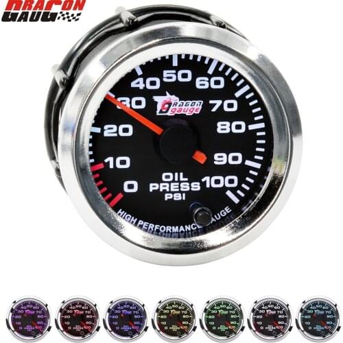 2“ 52mm Stepper Motor 7 Colors Light Auto Car Oil Pressure Gauge Refit Press Meter Electronic Sensor Filter Sandwich Adapter