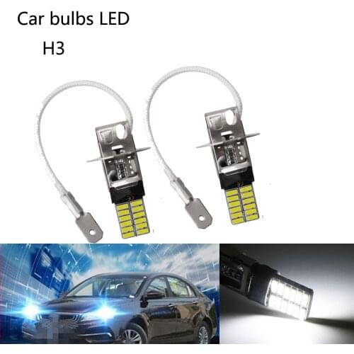 2 Piece H3 24 LED Bulb Super Bright H1 4014SMD Car Fog Lights Driving Day Running Lamp Car Bulbs DC 12V 6500K Car H3 White light