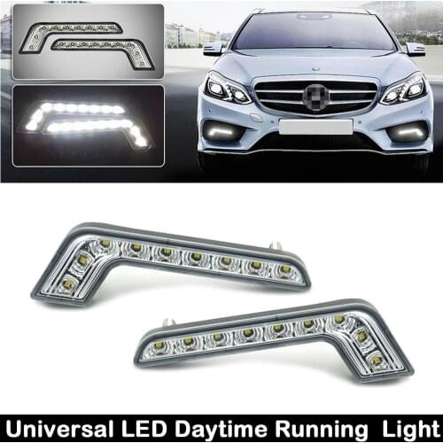 2Pcs Universal L-Shape Car Daytime Running Lights 18 LED DRL Daylight Kit Super White 12V DC Head Lamp light