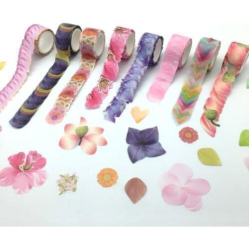 200Pcs/Roll Colorful Flower Petals Washi Tape DIY Stationery Scrapbooking Diary Paper Stickers Self-Adhesive Paper Masking Tape