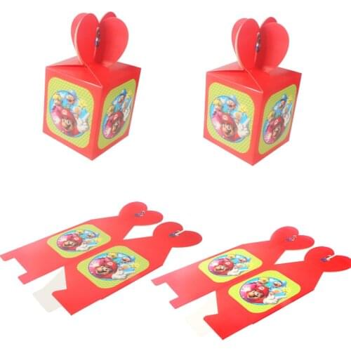 30pcs/lot Happy Birthday Events Party Kids Favors Gifts Candy Box Baby Shower Mari0 Theme Paperboard Decorations Surprise Boxes