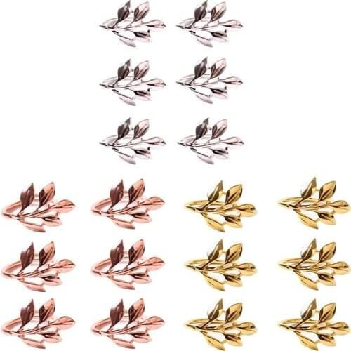 Valentines Day 6 Pc Fall Leaves Napkin Rings Metal Gifts Party Decor-ABUX