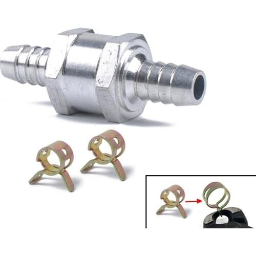 8MM 5/16" Aluminium Alloy Fuel Non Return Check Valve One Way for Petrol Diesel + 12mm Spring Clip