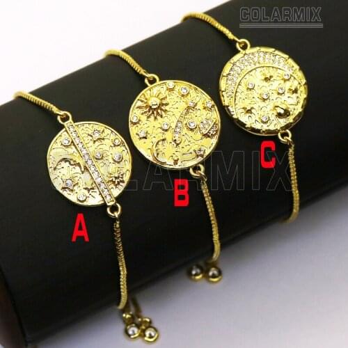 8 Pieces Gold chain Bracelet handmade jewelry Bracelet gift for lady gold Bracelet Moon and star Bracelet fashion jewelry7226