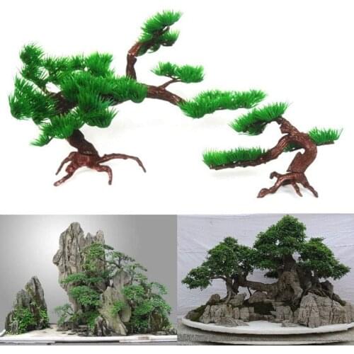 Aquatic Plants Rockery Bonsai Accessories Simulation Pine Tree With Plastic Branches Fish Tank Landscaping Ornaments 1 Pcs