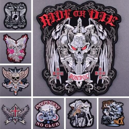 Skull Biker Patch Large Embroidered Patches On Clothes Back Embroidery Patches For Clothes Iron On Patches For Jackets Big Patch