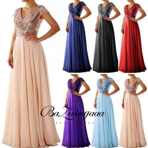 BAZIIINGAAA Luxury Ball Gown Long Woman Gown 2021 Sequins Evening Dresses Parties Robe de bal Plus Size Prom Party Gowns