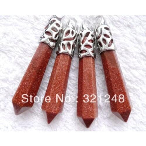 Free shopping new 2014 diy 2PCS gold-color stone pendant 62x12mm AAA GE4688