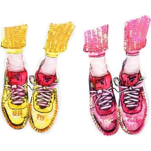 Sequins Patch Ins Color Shoes Patches For Clothing Sequined Large Biker Badge Strange things Stickers Diy Clothes Gifts