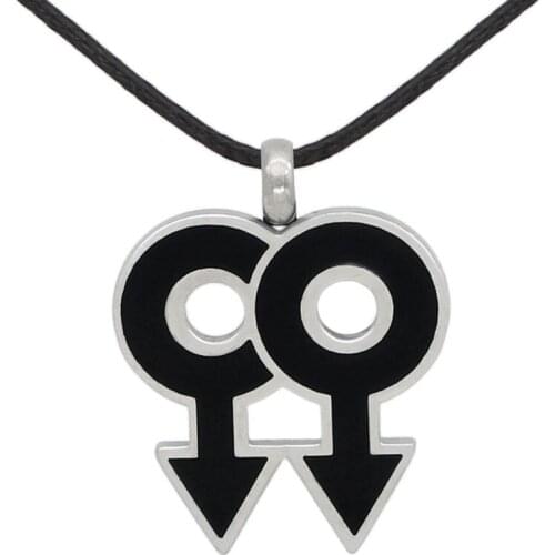 Stainless Steel Rainbow Pendant Necklace Lovers Style LGBT Sign Black Metal Charms Long Sweater Chain Women Men Collares Jewelry