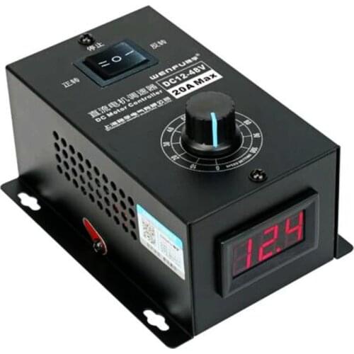 Digital Display 0~100% adjustable DC 12-48V 20A DC Motor Speed Controller PWM regulator 12V 24V 48V Reversible
