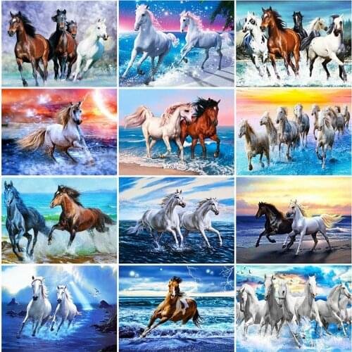CraftArtGo 5D DIY Diamond Embroidery Horse Full Square Round Rhinestone Mosaic Painting Cross Stitch Flowers Diamond Kit