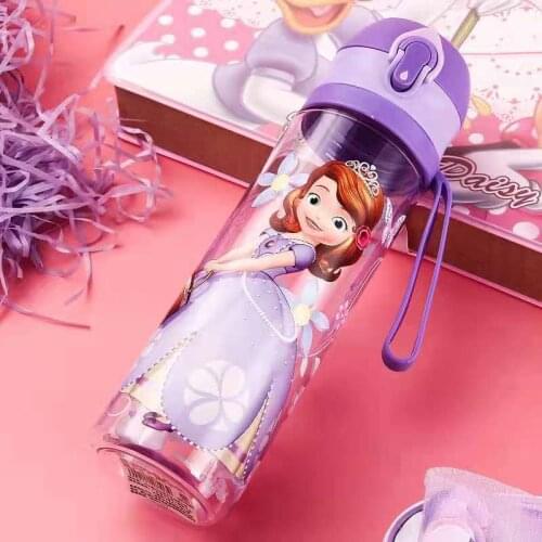 Disney Marvel Tritan PP Water Cup For Child Frozen Straw Plastic Straight Drink Cup Students Mickey Baby Water Bottle For Kids