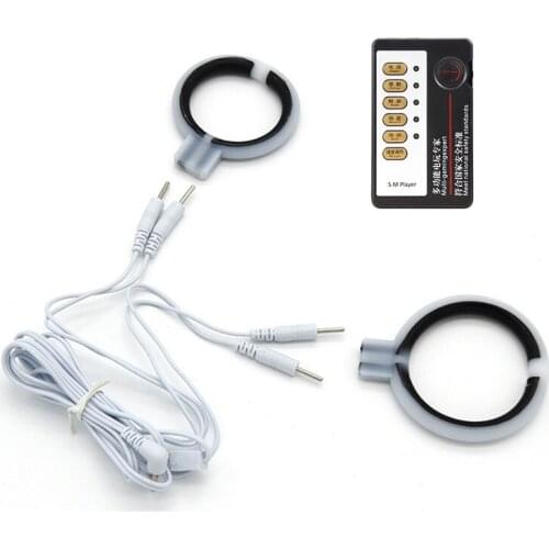 Electro Shock Penis Ring Silicone Stimulator Expander Male Delay Ejaculation Electric shock Penis physiotherapy Sex Toys For Men