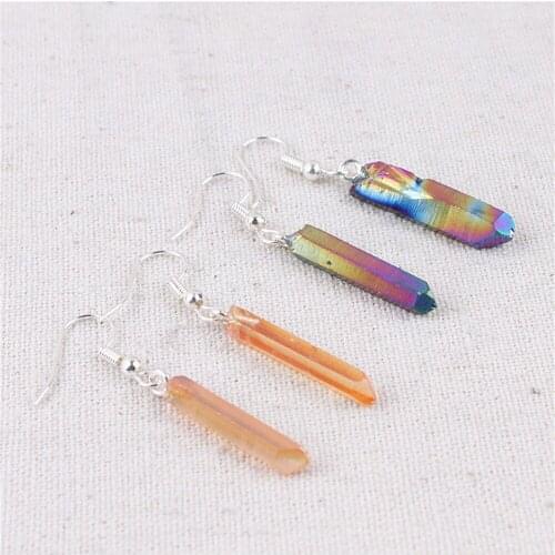 Electroplated Druzy Stone Resin White Colorful Crystal Earring Column Earrings Female Crystal Earrings Gift