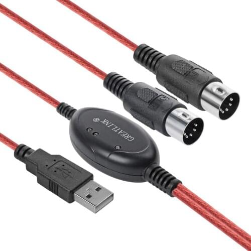 GREATLINK MIDI Cable to USB IN-OUT Converter, Professional MIDI Interface with Indicator Light, FTP Processing Chip, Metal Shell
