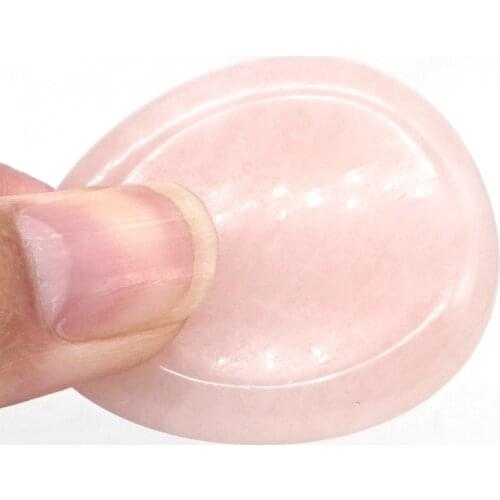 Thumb Worry Stone Natural Gemstone Rose Quartz Crystal Healing Reiki Massage Meditation Pocket PalmStone