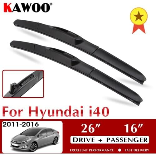 KAWOO For Hyundai I40 26"16" Car Clean The Windshield Natural Rubber Wipers Blades 2011 2012 2013 2014 2015 2016 Fit U Hook Arm