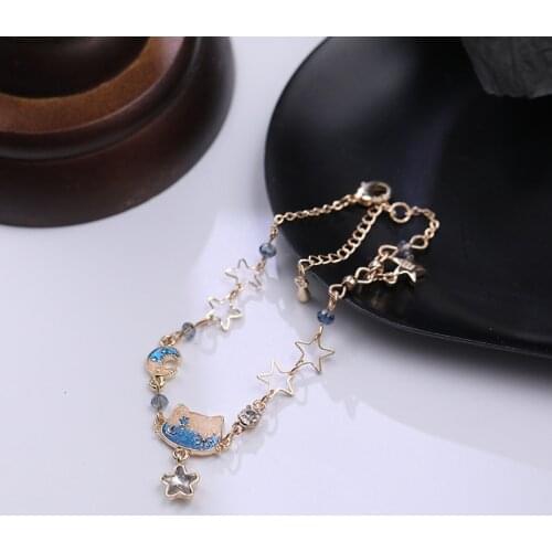 Cute cat creative bracelet, Star, moon matching bracelet for fashionable women, friend gift, 2020 new