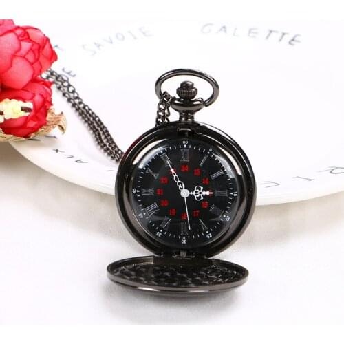 50pcs/lot Vingtage Smooth Case Quartz Pocket Watches with Chain Roman Number Pendant Men Women Gift Watch