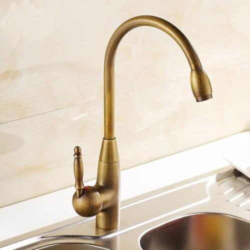 Brass antique bullet style kitchen dish basin faucet mixer tap, Copper rotated bathroom sink basin faucet hot and cold vintage