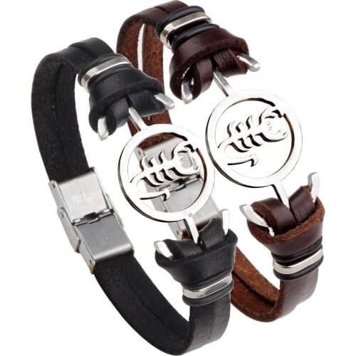 Hot Sale Stainless Steel New Design Vintage Fashion Cuff Bangle Retro Leather Bracelets Women Men Jewelry Accessories